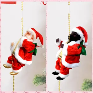 Electric climbing Santa Claus on gold bead string for Christmas home window decoration