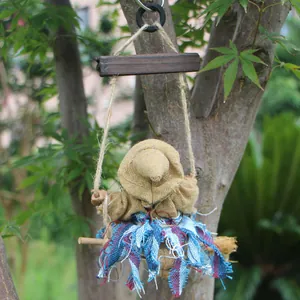 Decoración rústica de bruja de Halloween en escoba para fiesta, porche y jardín