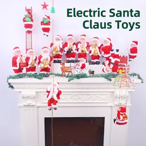 Set di giocattoli elettrici di Babbo Natale che sale la scala per decorazioni natalizie festive