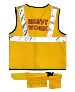 Yellow children's construction engineer costume vest and tool belt for Halloween role play