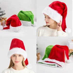 Cappello di Natale in peluche extra lungo da 75 cm in rosso e verde per feste