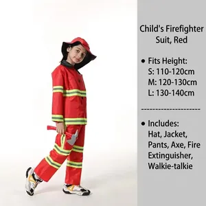 Conjunto de disfraz de bombero rojo para niños con accesorios para fiestas de Halloween