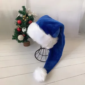 Royal blue 75cm extra long plush Santa hat for adult Christmas party decoration
