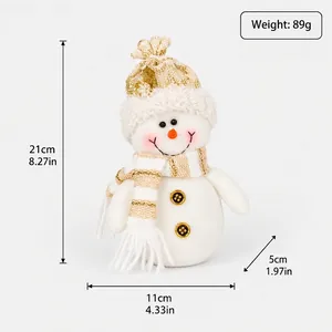 Professional studio shot of a plush Christmas snowman with dimensions 21x11x5cm.