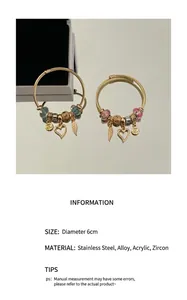 Detailed view of two adjustable heart charm bracelets with material and size specifications.