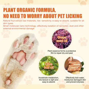 Detailed view of pet paw balm ingredients including argan oil for moisturizing paws