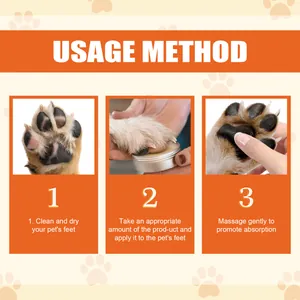 Detailed three-step instruction guide for applying pet moisturizing paw balm safely
