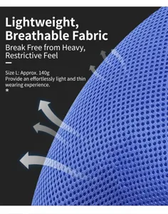 Close-up of breathable blue mesh fabric for lightweight pet harness