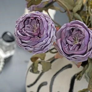 Detailed macro view of vintage purple silk rose petals for artistic home decor