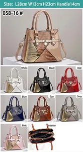 Women's patchwork lizard pattern shiny handbag in multiple colors with interior detail