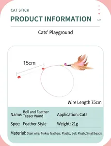 Technische Daten der Katzenangel inklusive 75 cm Drahtlänge sowie Details zu den Materialien.