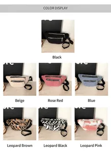 Plush crossbody chest bag for women available in various solid colors and leopard patterns