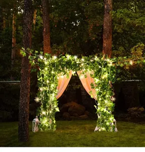 Solar-LED-Lichterkette mit Efeublättern für die Dekoration von Gartenbögen im Freien