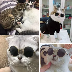Dettagli di occhiali da sole tondi alla moda per gatti in vari modelli