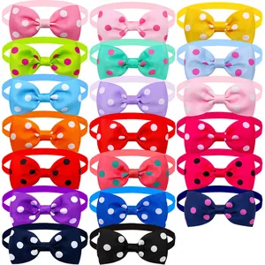 Colorful polka dot pet bow ties for dogs and cats, 20-piece set of assorted gift collars