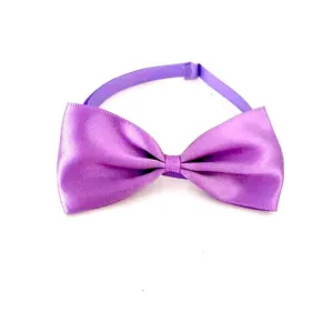 Purple solid color pet bowtie with adjustable strap for holiday costume dressing