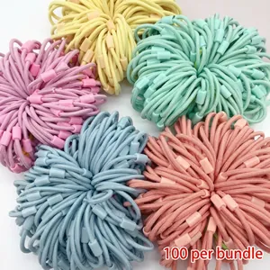 Detailed view of colorful high-elastic hair tie bundles for DIY hair accessories