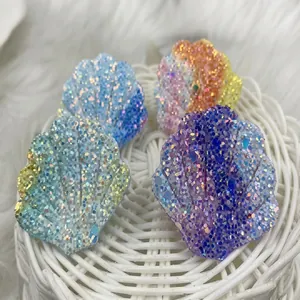 Detailed view of colorful glitter mesh shell-shaped DIY hair accessory materials