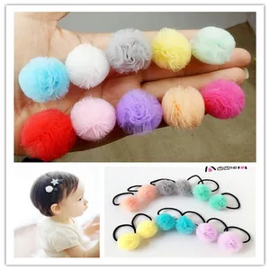 2.5cm colorful tulle mesh balls for DIY baby hair clips and handmade accessories.