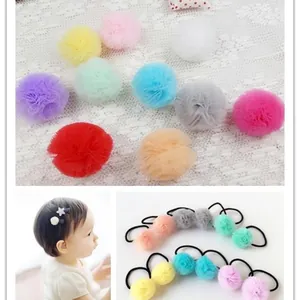 Set of 2.5cm colorful mesh pom-poms for DIY baby hair accessories and clips materials