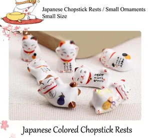 Détail des repose-baguettes japonais Maneki-neko en céramique en diverses poses