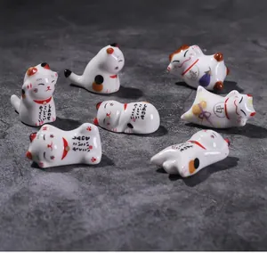 Lot de repose-baguettes mignons en céramique Maneki-Neko pour décoration de table