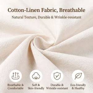 Detailed macro shot of premium white cotton-linen fabric texture showing natural weave detail