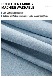 Detailansicht der atmungsaktiven Struktur einer blauen minimalistischen Tischdecke