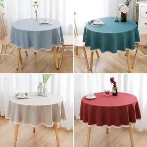 Premium wasserfeste runde Tischdecke mit Spitze in vier eleganten Farbvarianten