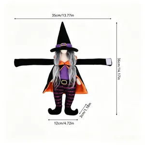Dimensioni fermatenda peluche strega Halloween: 35 cm x 36 cm con misure dettagliate