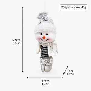 Ornamento natalizio pupazzo di neve in peluche con gambe a molla dimensioni e peso