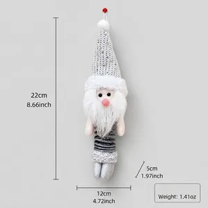 Gnomo di Natale in peluche con gambe a molla, altezza 22cm, decoro festivo appeso