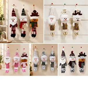 Decorazioni natalizie di peluche con gambe a molla, Babbo Natale, pupazzo di neve e renna
