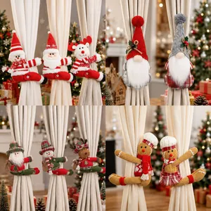Natale Halloween Fermadebito per Tenda in Peluche Fibbia a Forma di Bambola per Decorazione Casa Atmosfera Festiva Gnomi di Natale