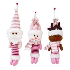 Set di 3 ciondoli natalizi in peluche con Babbo Natale, pupazzo di neve e renna a molla