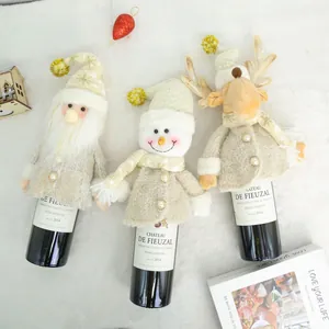 Christmas Wine Bottle Cover Plush Santa Snowman Reindeer Decoration Bag Festival Dining Table Ornament Nordic Style