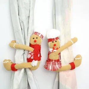 Set decorativo di due fermatende natalizi in peluche a forma di omino di pan di zenzero