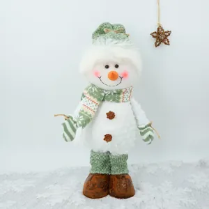 Poupée bonhomme de neige de Noël télescopique avec bonnet vert tricoté et écharpe