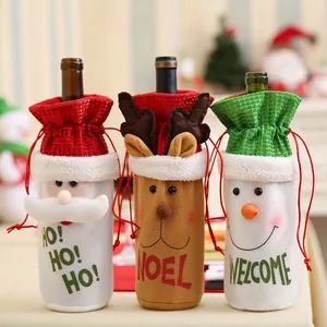 Copribottiglie natalizi per vino con disegni di Babbo Natale, renna e pupazzo di neve