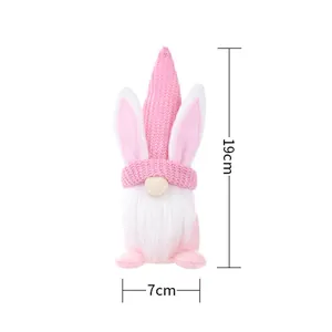 Pink Easter bunny gnome plush with 19cm height and 7cm width dimensions