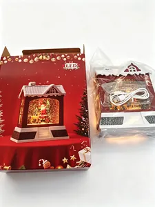 Weihnachts-Schneekugel-Laterne mit Weihnachtsmann, inkl. Verkaufsbox und USB-Kabel