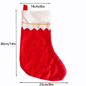 Detailed size diagram for red and white Christmas stocking gift bag measuring 36x23 cm