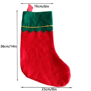 Large red and green felt Christmas stocking gift bag with detailed size measurements