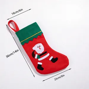 Grand sac cadeau chaussette de Noël avec motif Père Noël et dimensions détaillées