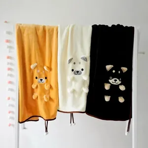 Couvertures en flanelle Shiba Inu Akita pour enfants en couleurs jaune blanc et noir