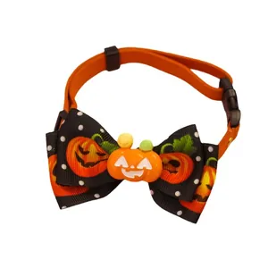 Collier d'Halloween réglable pour animaux avec un joli nœud décoratif de citrouille