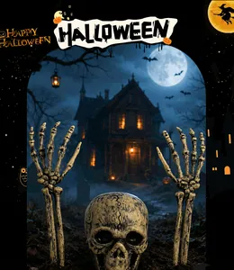 Realistische Halloween-Schädel- und Skeletthand-Bodenstecker für den Außenbereich