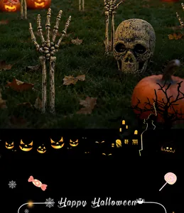 Halloween Skeletthände und Totenkopf Bodenstecker für gruselige Gartendeko