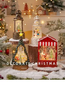 Diverse retro beleuchtete Weihnachtslaternen mit Schneekugeleffekt für Festdeko