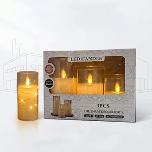 Detailansicht von 3-teiliges LED-Kerzen-Set mit transparenten Acrylabdeckungen für Ambiente